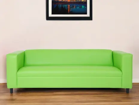 84" Green Faux Leather Sofa With Black Legs