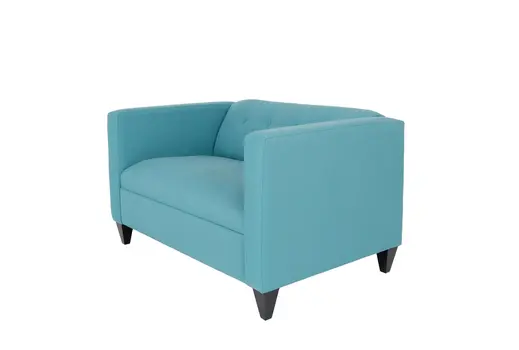 50" Teal Blue And Dark Brown Loveseat