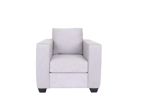 36" Light Gray and Dark Brown Fabric Arm Chair
