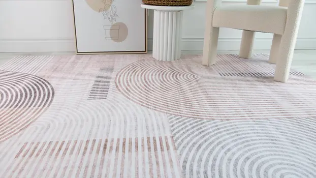 4' X 6' Beige and Brown Abstract Distressed Area Rug