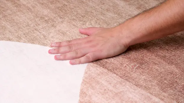 4' X 6' Beige and Green Abstract Distressed Area Rug