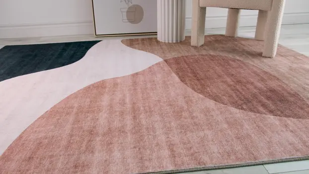7' X 10' Beige and Green Abstract Distressed Area Rug