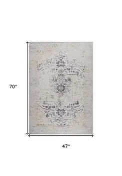 4' X 6' Gray and Gold Oriental Area Rug