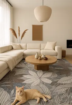 8' X 11' Gray and Brown Floral Distressed Area Rug
