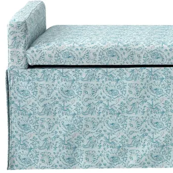 50" Blue Upholstered Linen Bench with Flip top