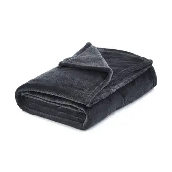 60" X 70" Dark Slate Gray Knitted Polyester Plush Throw Blanket