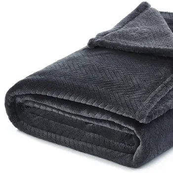 60" X 70" Dark Slate Gray Knitted Polyester Plush Throw Blanket