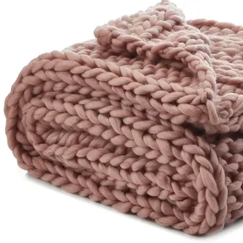 50" X 70" Blush Knitted Polyester Throw Blanket
