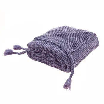 60" X 50" Purple Knitted Acrylic Throw Blanket