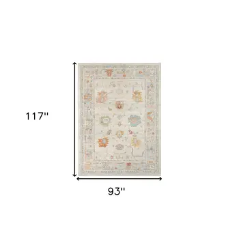 8' X 10' Blue and Orange Floral Stain Resistant Indoor Outdoor Area Rug