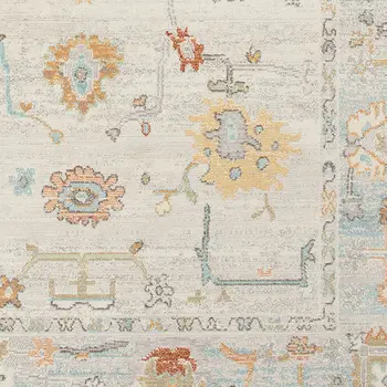 9' X 12' Blue and Orange Floral Stain Resistant Indoor Outdoor Area Rug