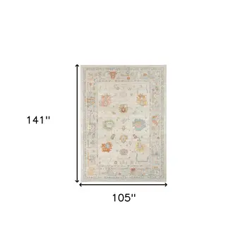 9' X 12' Blue and Orange Floral Stain Resistant Indoor Outdoor Area Rug