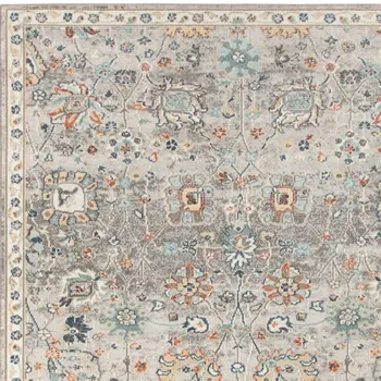 2' X 3' Blue and Orange Floral Stain Resistant Indoor Outdoor Area Rug