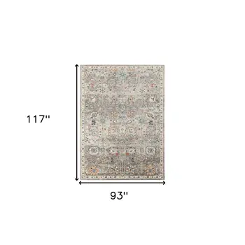 8' X 10' Blue and Orange Floral Stain Resistant Indoor Outdoor Area Rug