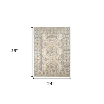 2' X 3' Blue and Orange Medallion Stain Resistant Indoor Outdoor Area Rug