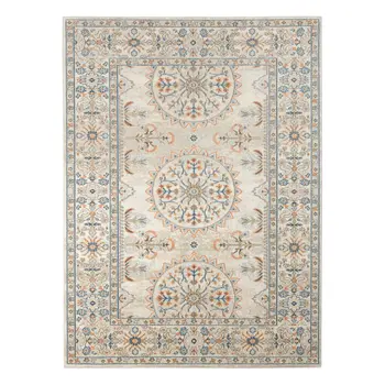 8' X 10' Blue and Orange Medallion Stain Resistant Indoor Outdoor Area Rug