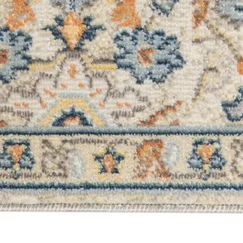 8' X 10' Blue and Orange Medallion Stain Resistant Indoor Outdoor Area Rug
