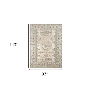 8' X 10' Blue and Orange Medallion Stain Resistant Indoor Outdoor Area Rug