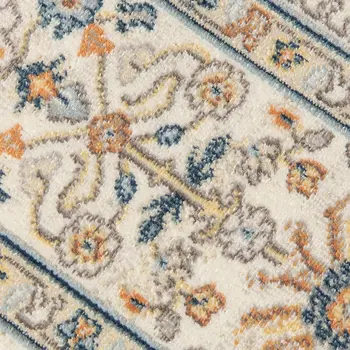 9' X 12' Blue and Orange Medallion Stain Resistant Indoor Outdoor Area Rug