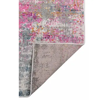 8' Pink and Orange Abstract Power Loom Runner Rug
