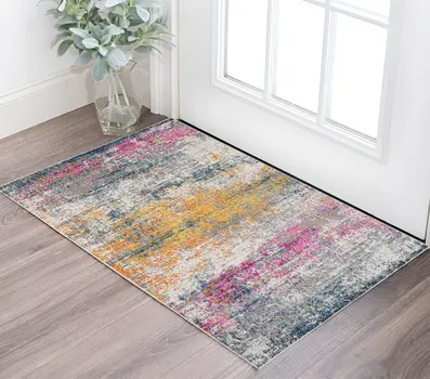 3' X 5' Pink and Orange Abstract Power Loom Area Rug