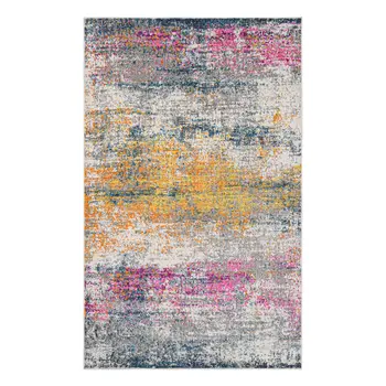 8' X 11' Pink and Orange Abstract Power Loom Area Rug