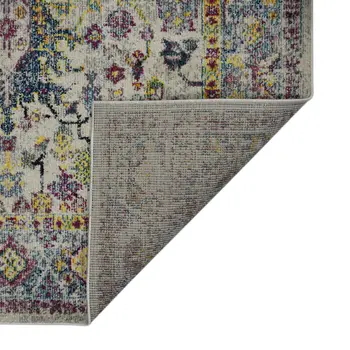 8' X 11' Gray Floral Power Loom Area Rug