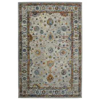 8' Orange and Ivory Floral Power Loom Runner Rug