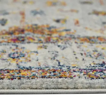 8' Orange and Ivory Floral Power Loom Runner Rug