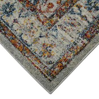 8' Orange and Ivory Floral Power Loom Runner Rug