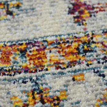 8' Orange and Ivory Floral Power Loom Runner Rug
