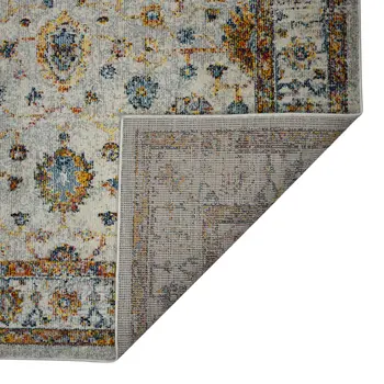 8' Orange and Ivory Floral Power Loom Runner Rug