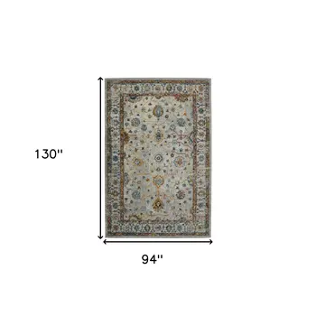 8' X 11' Orange and Ivory Floral Power Loom Area Rug