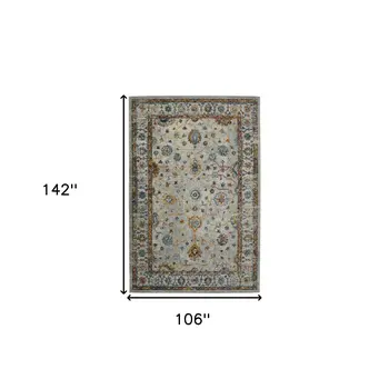 9' X 12' Orange and Ivory Floral Power Loom Area Rug