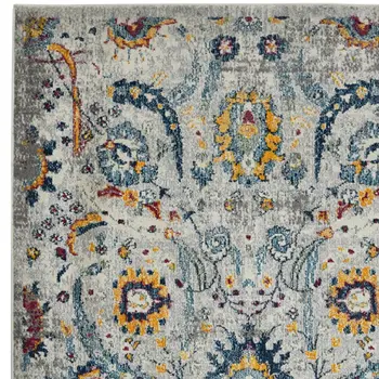3' X 5' Orange and Ivory Floral Power Loom Area Rug