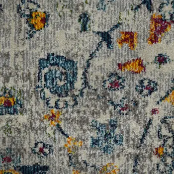 8' X 11' Orange and Ivory Floral Power Loom Area Rug