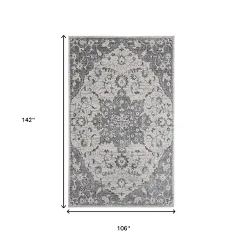 9' X 12' Gray Medallion Power Loom Area Rug