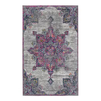 8' Pink Medallion Power Loom Runner Rug