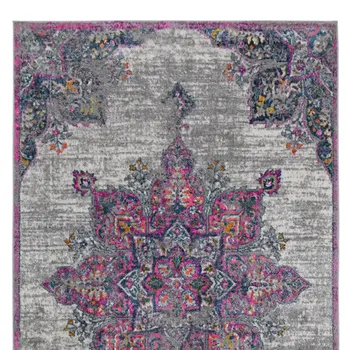 8' Pink Medallion Power Loom Runner Rug