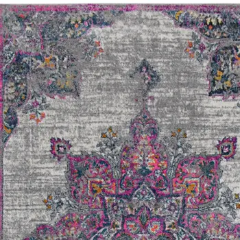 3' X 5' Blue Gray And Pink Area Rug