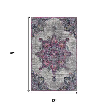 5' X 7' Pink Medallion Power Loom Area Rug