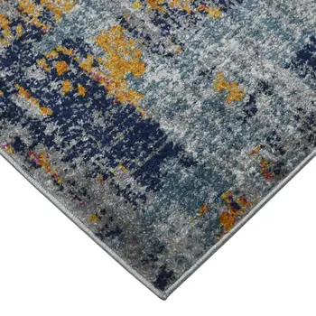 8' X 11' Blue and Orange Abstract Power Loom Area Rug