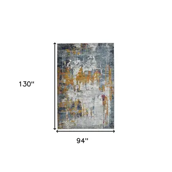 8' X 11' Blue and Orange Abstract Power Loom Area Rug