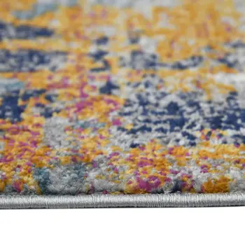 9' X 12' Blue and Orange Abstract Power Loom Area Rug