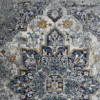 3' X 5' Blue Brown And Gray Area Rug