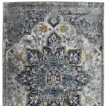 3' X 5' Blue Brown And Gray Area Rug