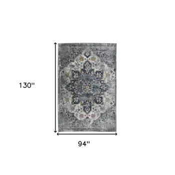 8' X 11' Gray Medallion Power Loom Area Rug