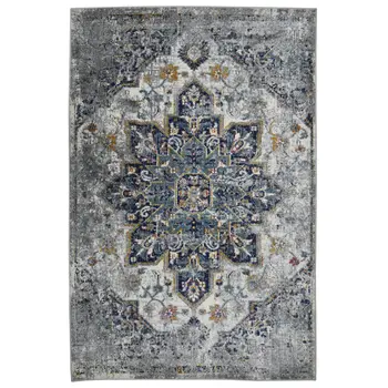 9' X 12' Gray Medallion Power Loom Area Rug