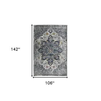 9' X 12' Gray Medallion Power Loom Area Rug