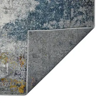 8' X 11' Blue and Pink Abstract Power Loom Area Rug